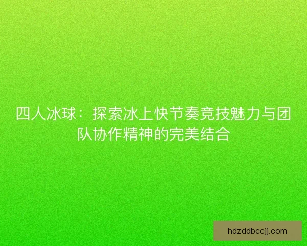 四人冰球：探索冰上快节奏竞技魅力与团队协作精神的完美结合